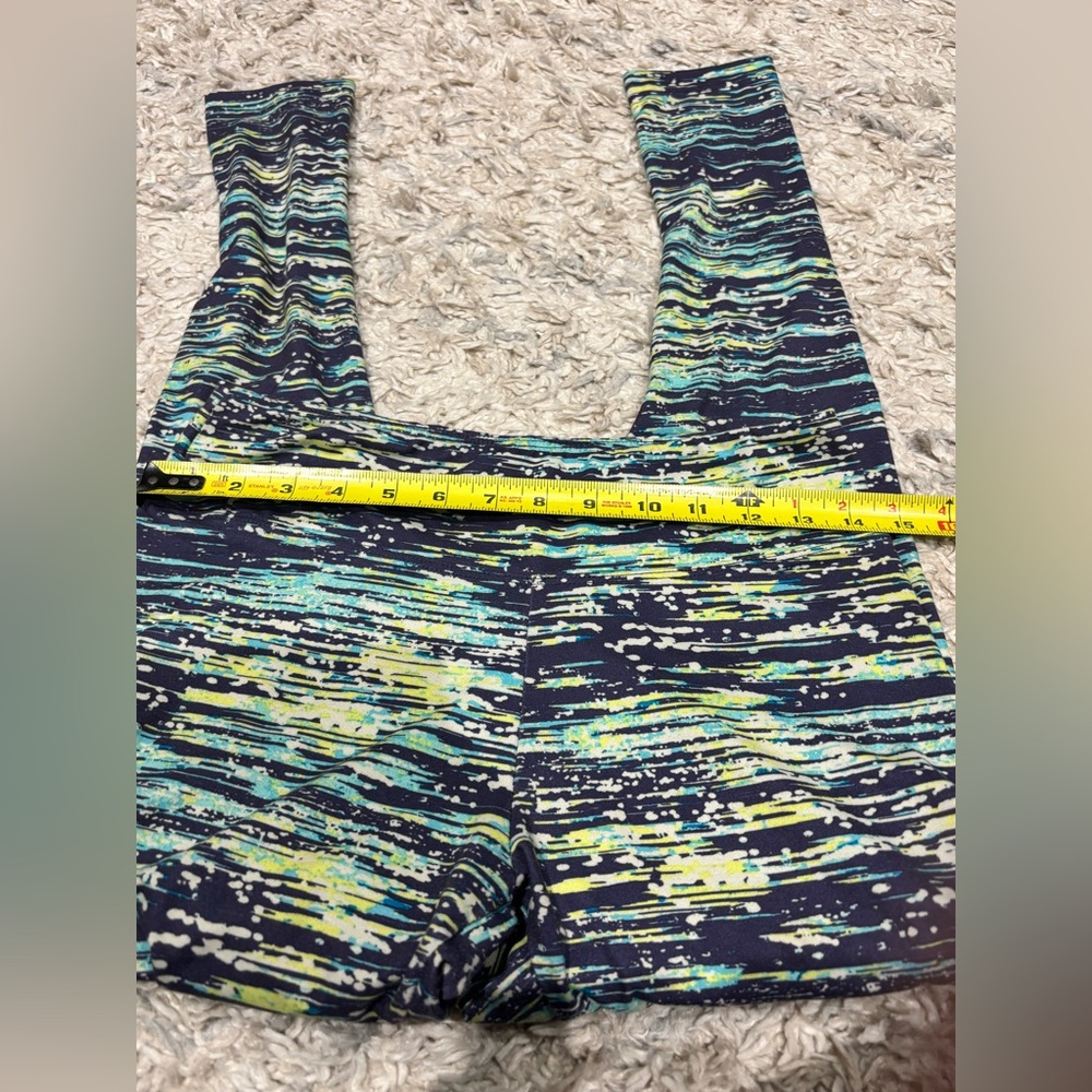Women’s Medium Blue Yellow Patterned Leggings - Picture 3 of 5